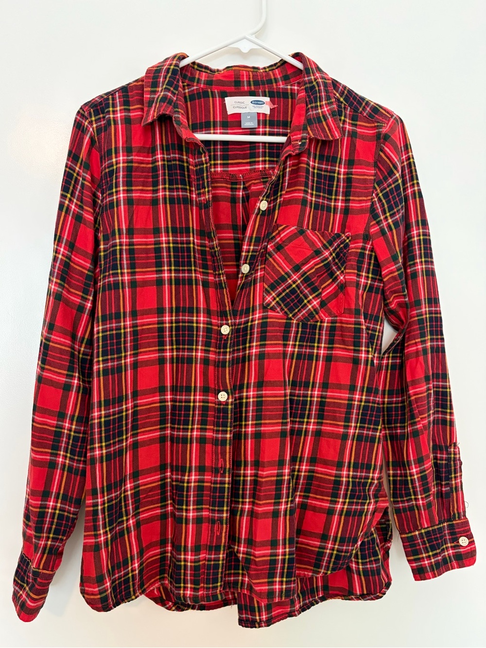 Old Navy Red and Black Plaid Button-Down Shirt